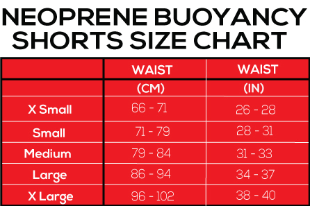 ZONE3 Neoprene-Buoyancy-Shorts-size chart