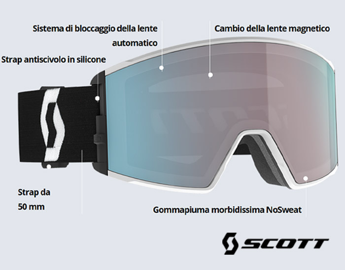 VVendita online a prezzo scontato la nuova maschera da sci scott con sistema magnetico